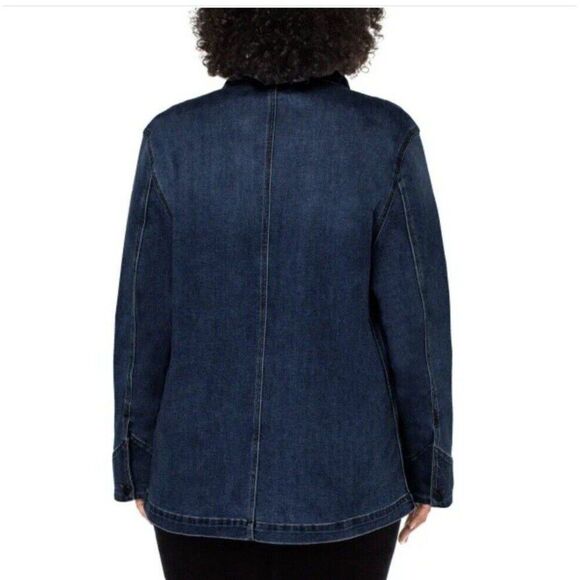 Well Worn Women's Denim Chore Jacket Comfort Stretch Heavyweight Dark Blue NWT - Picture 4 of 9
